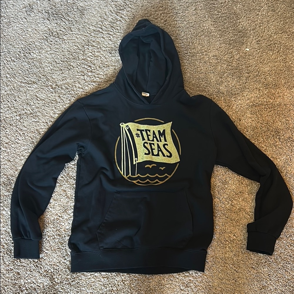Black Hoodie with Gold Team Seas Logo